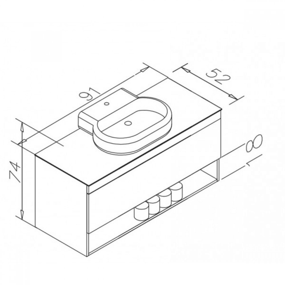 Тумба для раковины подвесная  BLACK EDGE F32119W(1):Чертеж 