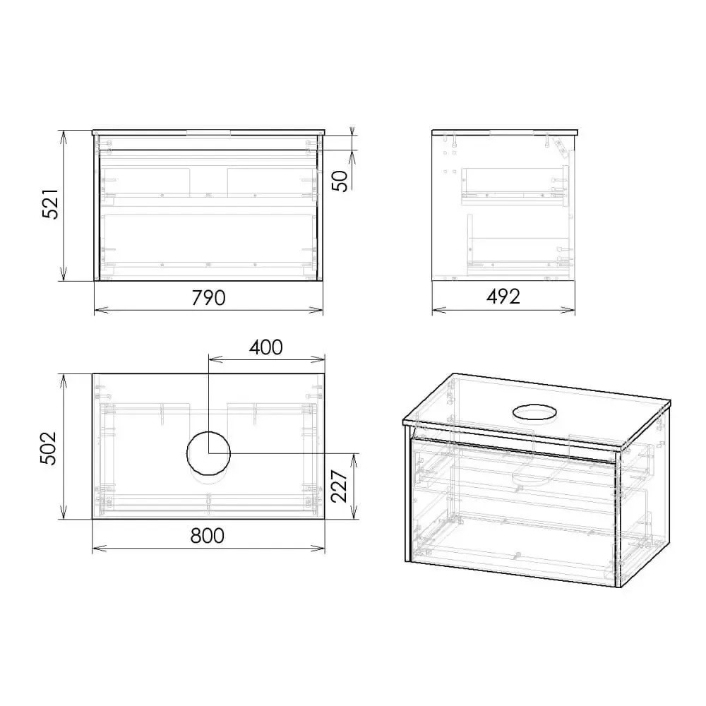 Тумба для раковины-чаши  BILOVEC F3216W(1):Чертеж 