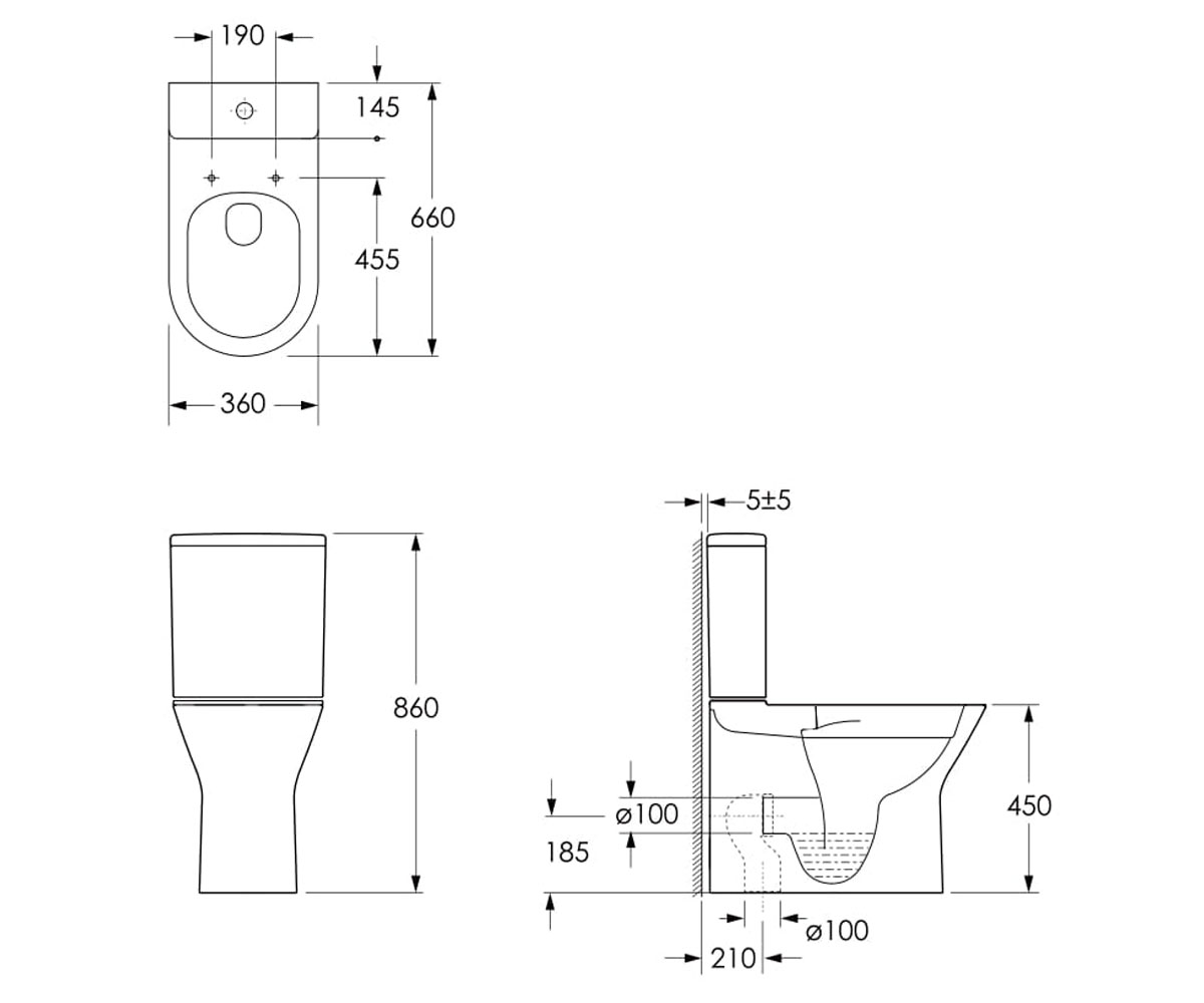 Безободковый унитаз  VYSKOV NEW I11335:Чертеж 