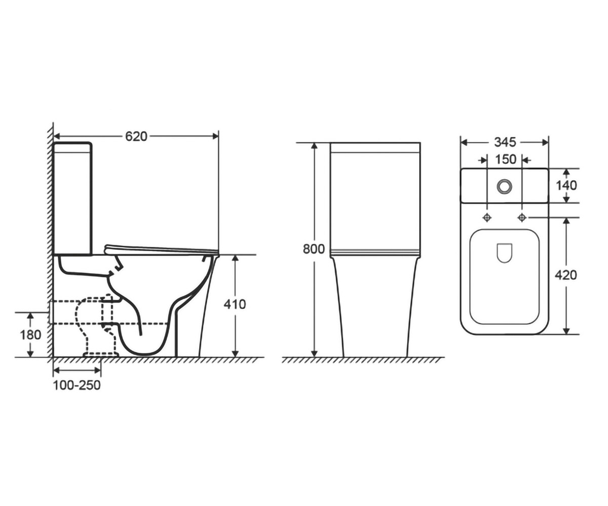 Унитаз безободковый  ELANTA I11555:Чертеж 