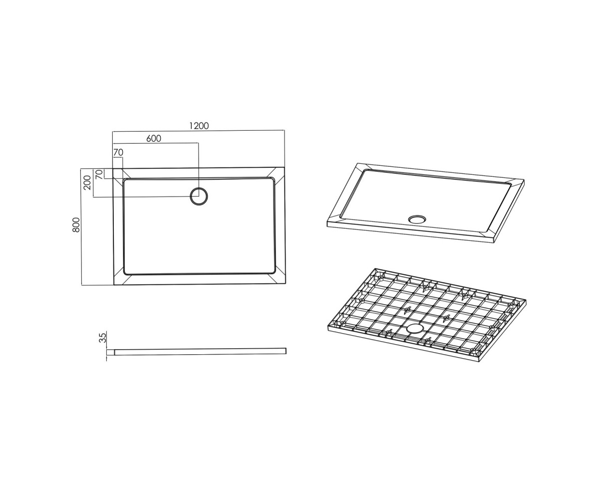 ShowerPad піддон прямокутний 80*120*3,5см  SPS-1280:Фото 1