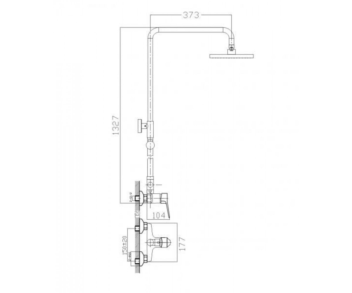 Душевая система  WITOW T15080:Чертеж 
