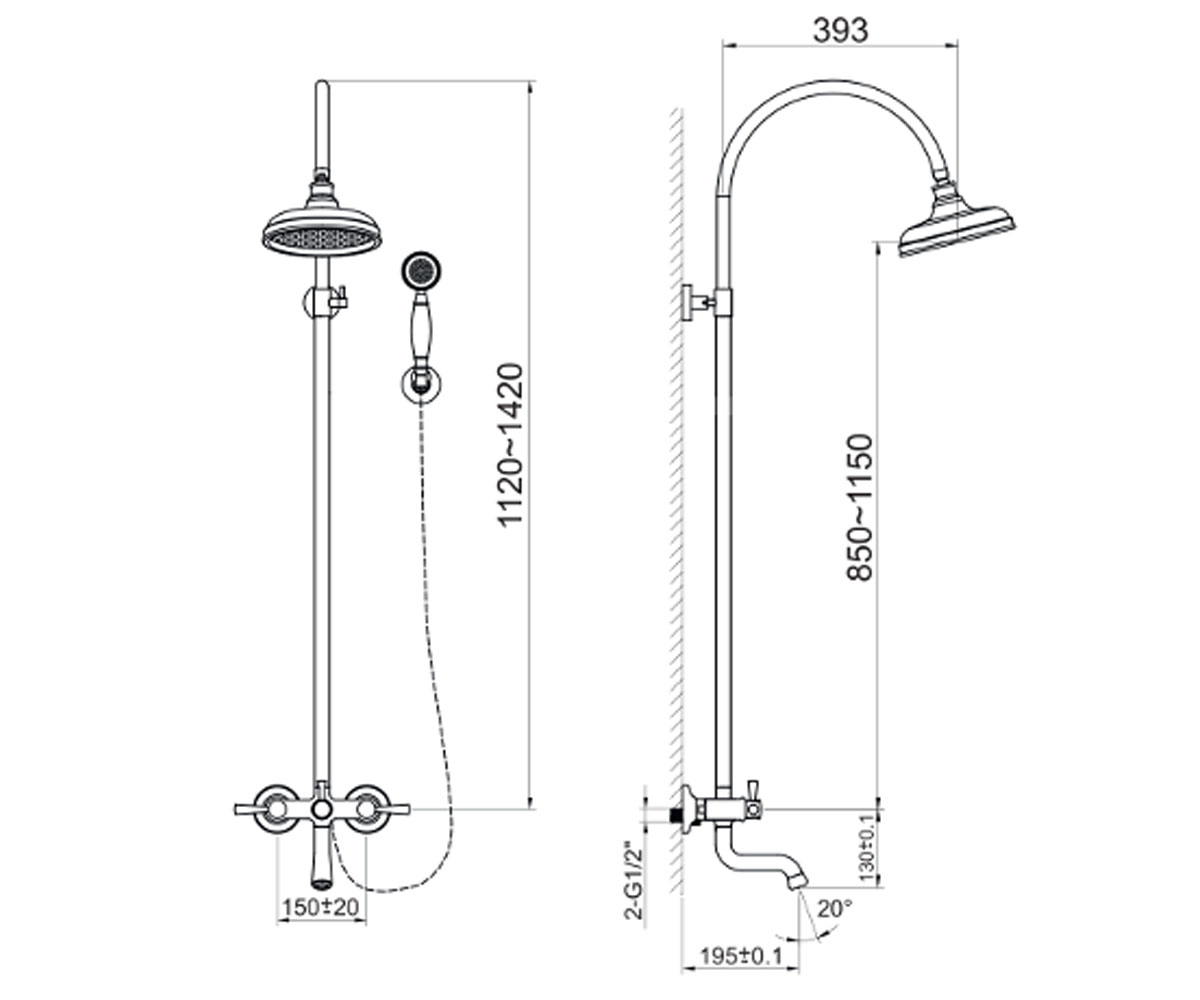 Душевая колонна  PODZIMA LEDOVE ZMK01170109:Чертеж 