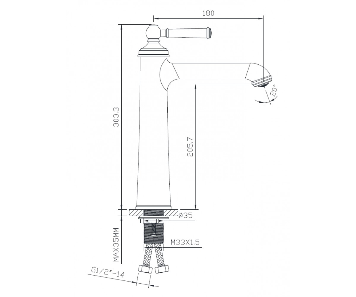 Смеситель на столешницу  HYDRANT ZMK031806011:Чертеж 