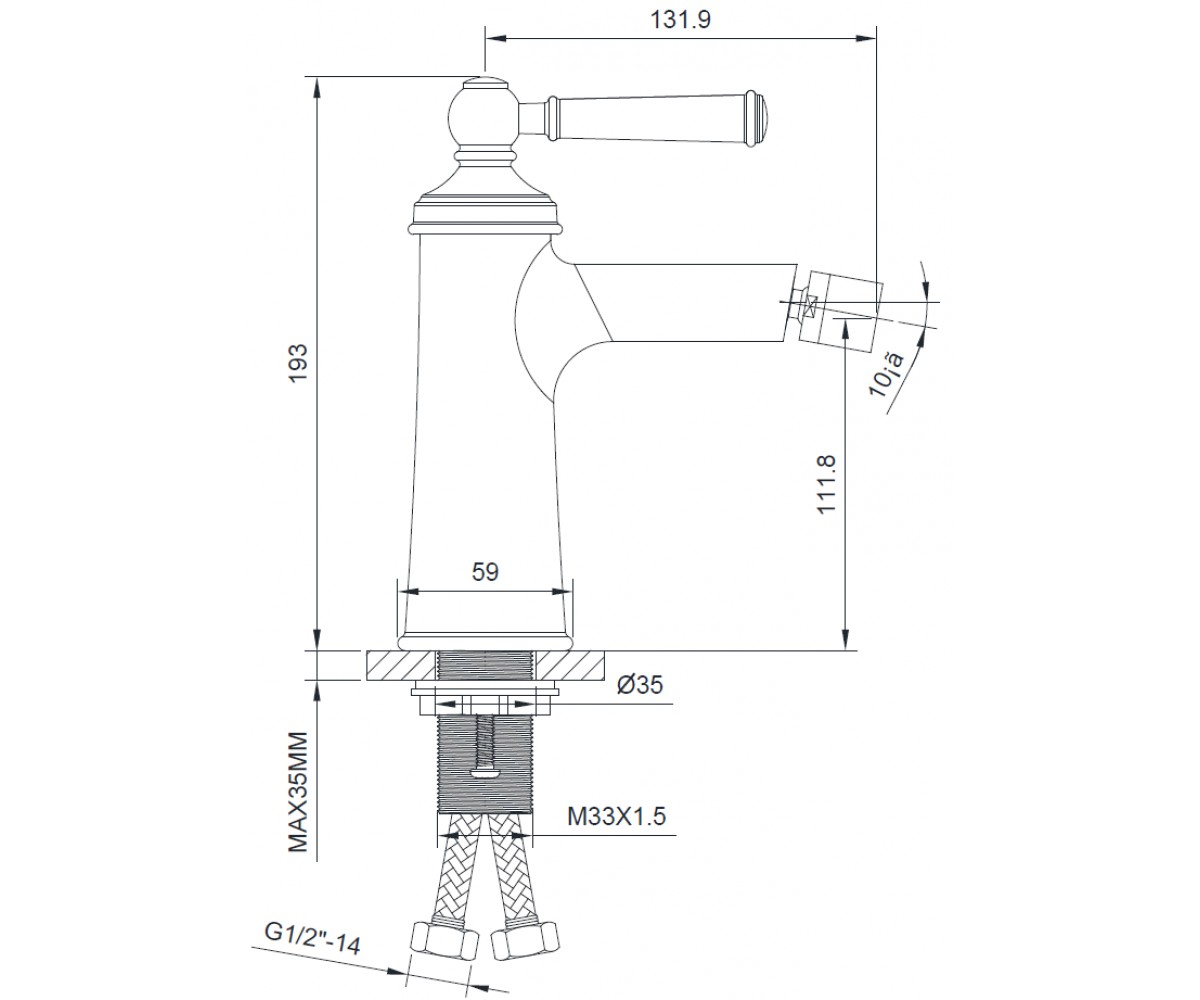 Смеситель для биде  HYDRANT ZMK031806070:Чертеж 