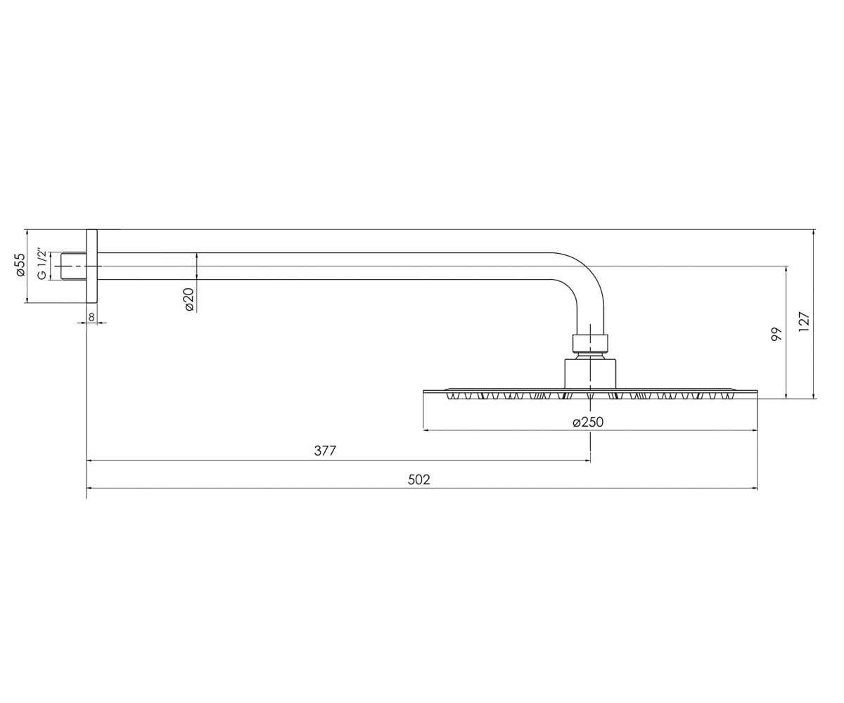 Верхний душ 25 см  BRENTA ZMK071901101:Чертеж 