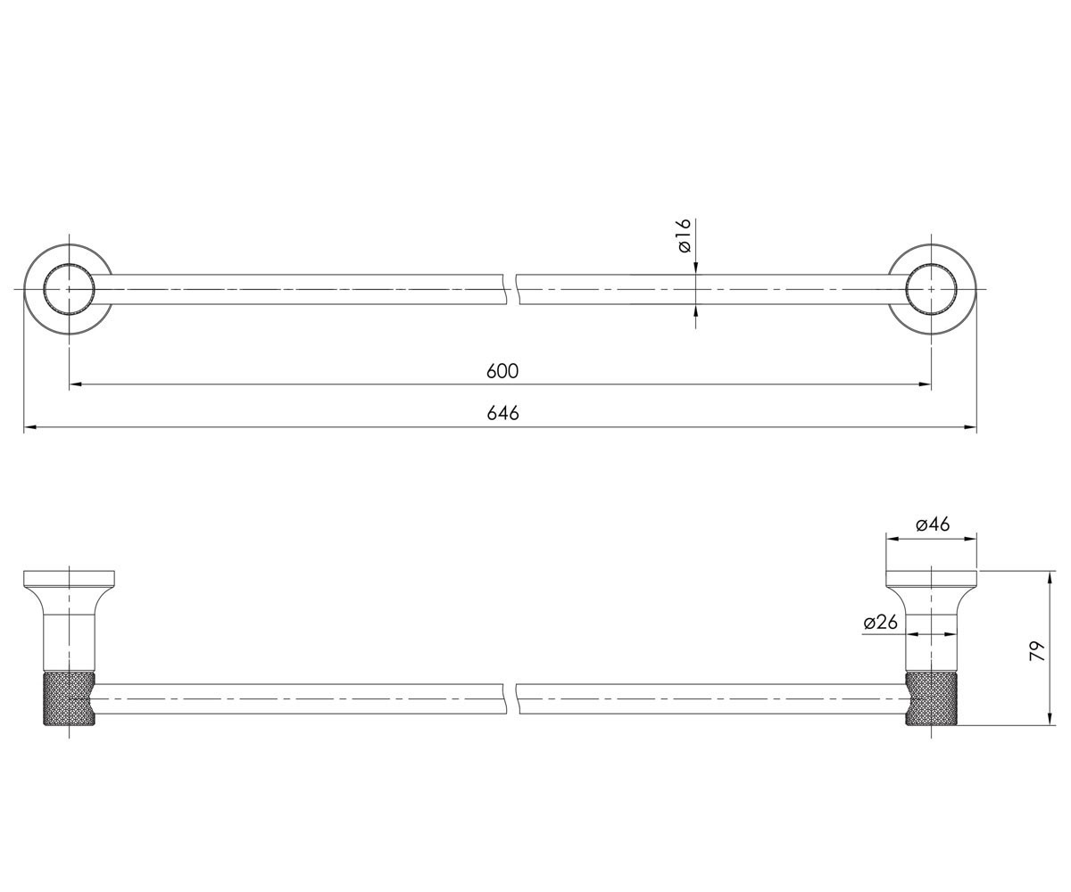 Вешалка для полотенец 60 см  BRENTA ZMK081906270:Чертеж 