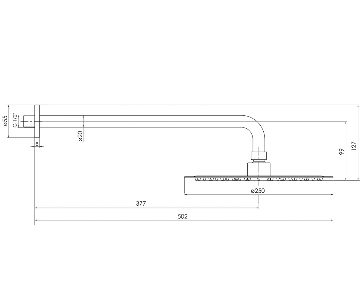 Верхний душ 25 см  BRENTA ZMK091908101:Чертеж 