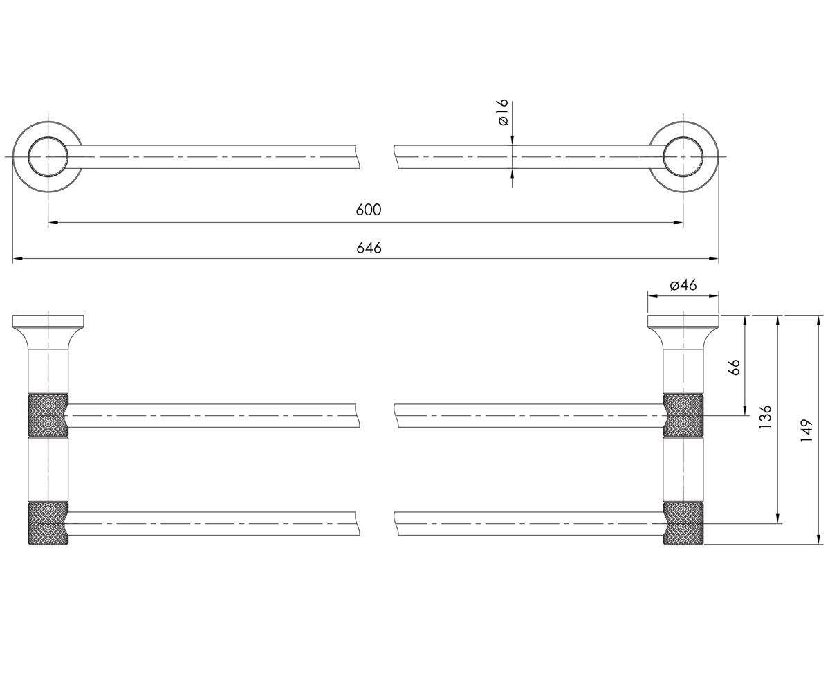 Двойная вешалка 60 см  BRENTA ZMK091908290:Чертеж 