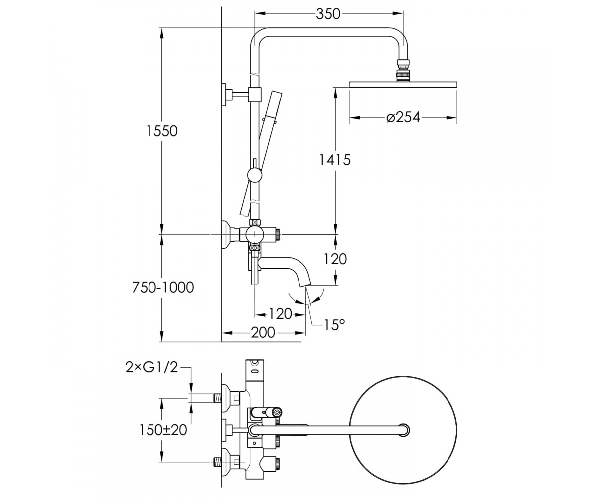Душевая система  SMART CLICK ZMK101901210:Чертеж 