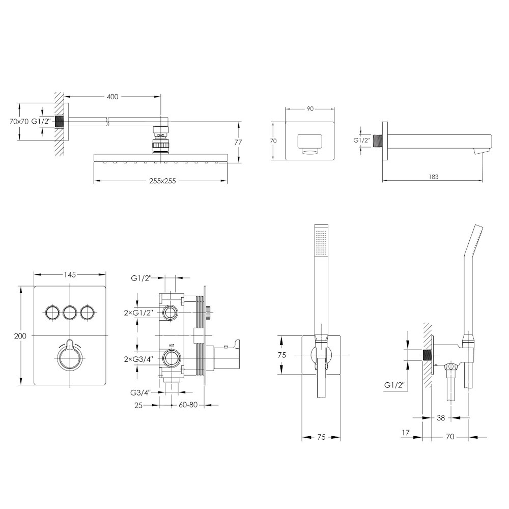 Душевая система  SMART CLICK ZMK101901231:Чертеж 