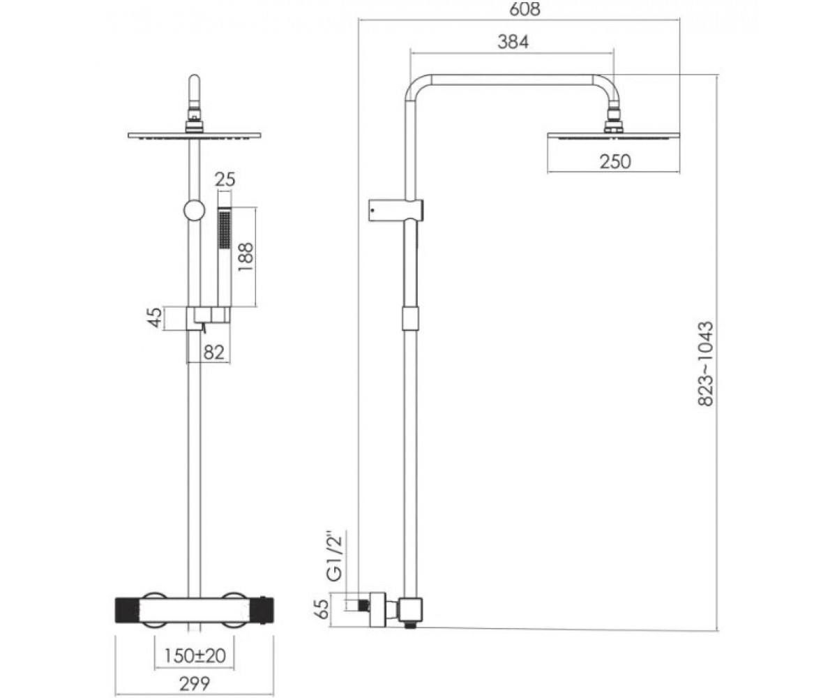 Душевая система  DEIRA ZMK112009090:Чертеж 