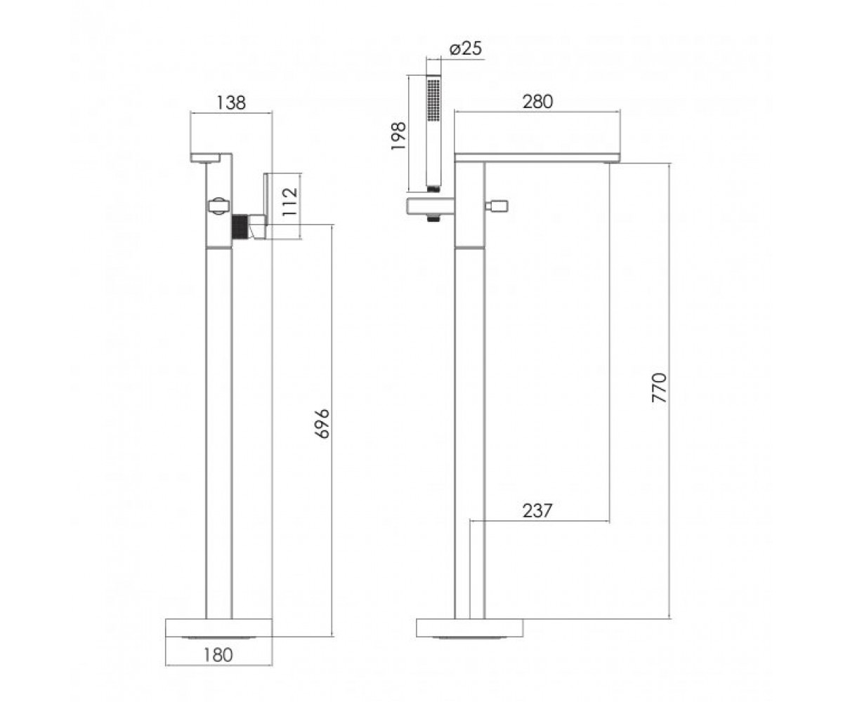 Смеситель для ванны  DEIRA ZMK122001060:Чертеж 