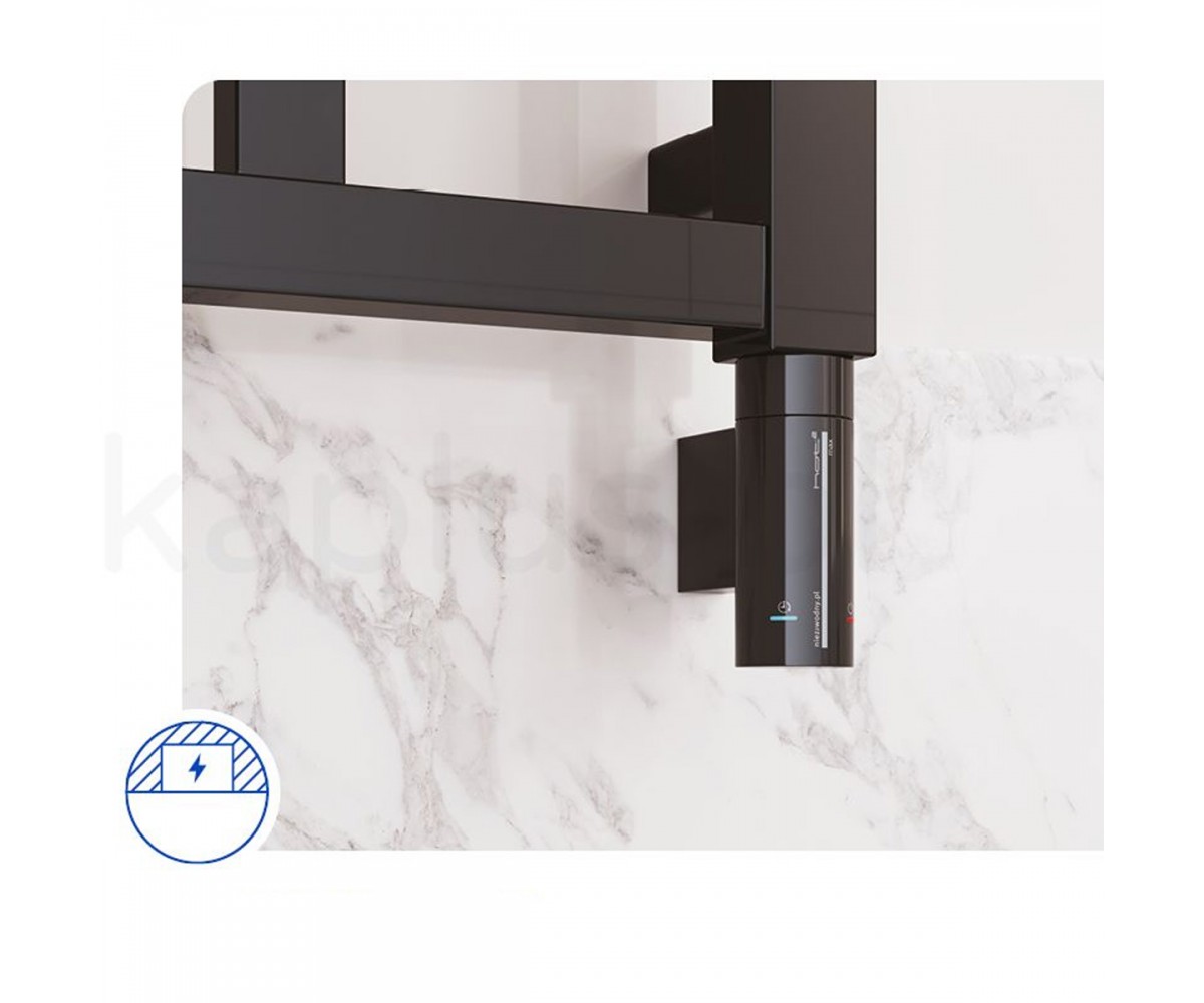 RETE-50/110C31 RETTO ELECTRO рушникосушка електрична, колір чорний мат, заправлена та запакована чорним теном HOTS-06с2U, прихов