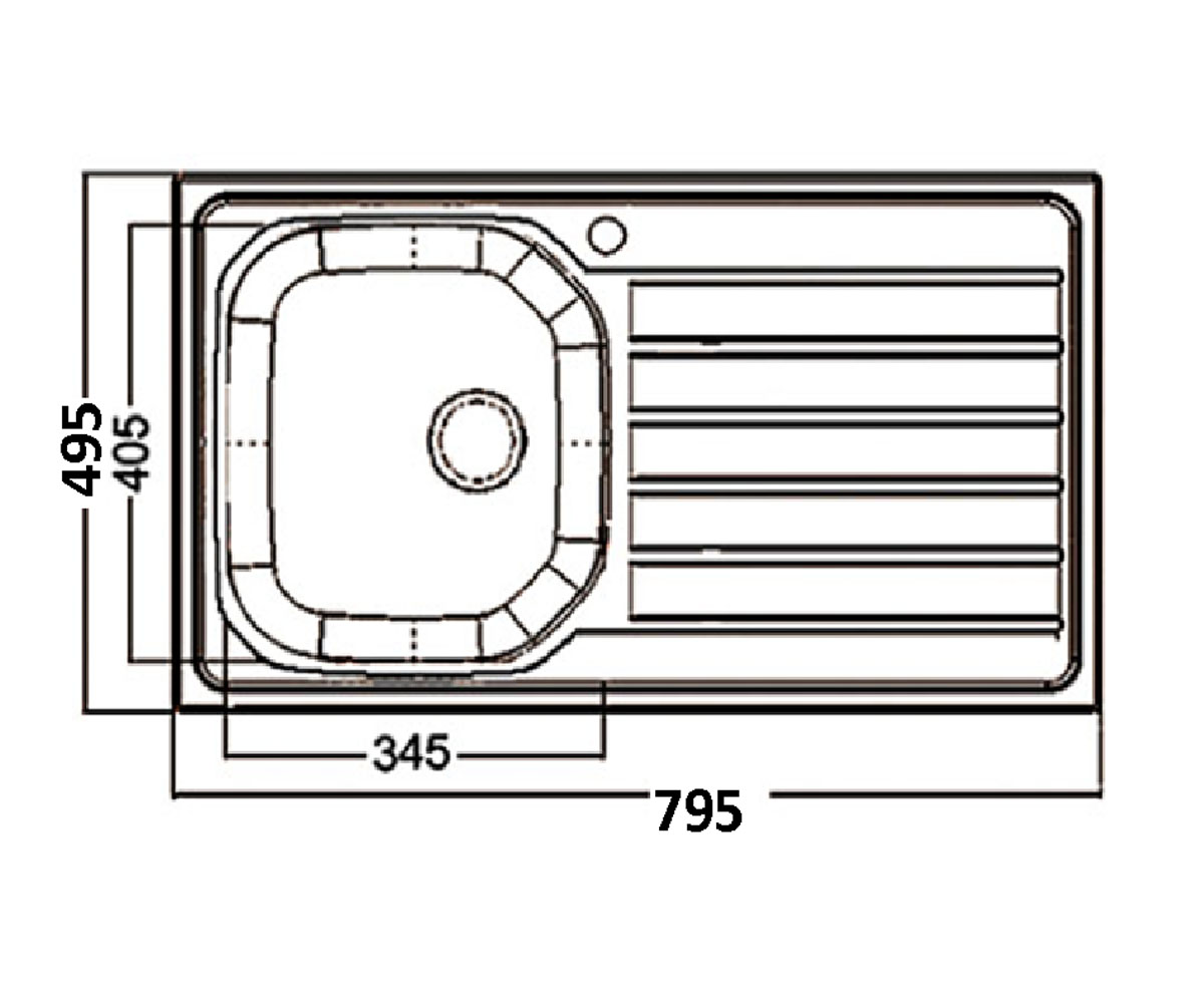 Кухонная мойка c крылом  AE 805 D:Чертеж 