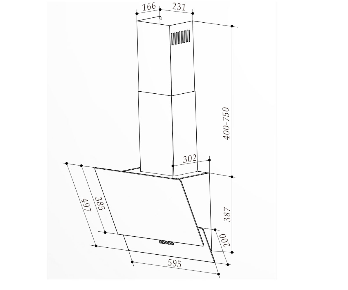 Вытяжка наклонная  ALTEA WH A 60 PB/GL/A:Чертеж 