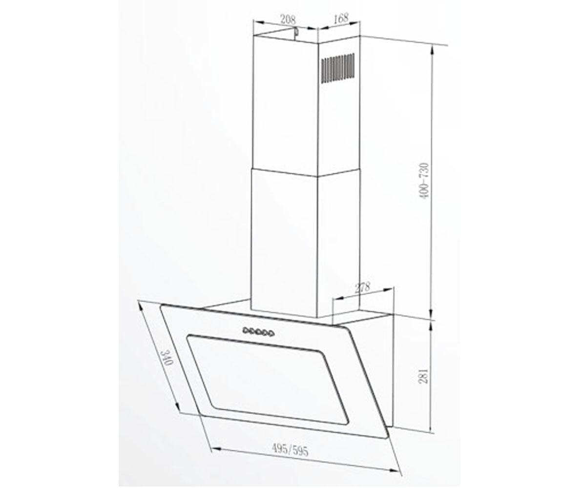 Вытяжка наклоннная  ROCK ROCK BL A/60 PB/2/T:Чертеж 