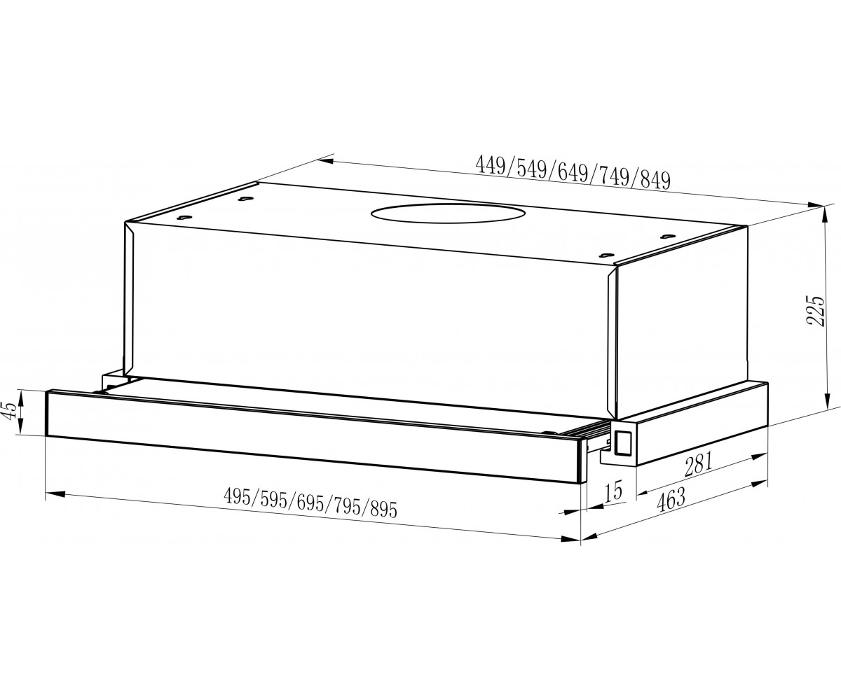 Вытяжка кухонная  SLIM AV A/60/2/T:Чертеж 