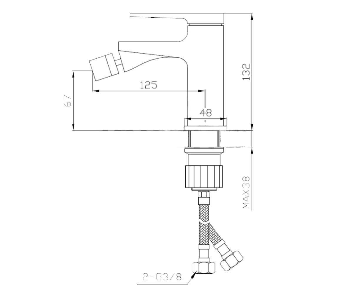 Смеситель для биде  MIDNIGHT BB-35-014:Чертеж 