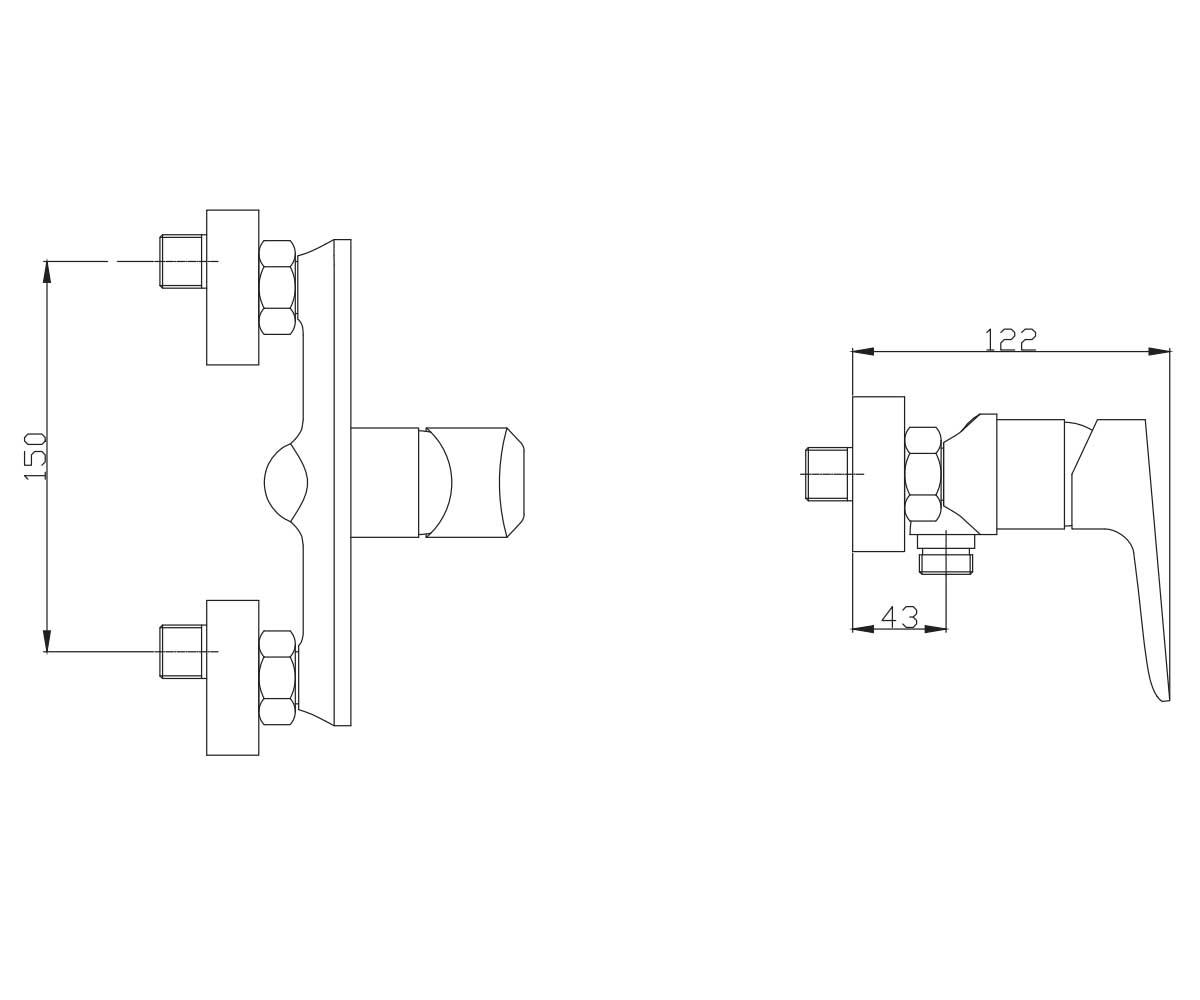 Смеситель в душевую  DOKOS BN-19-002:Чертеж 