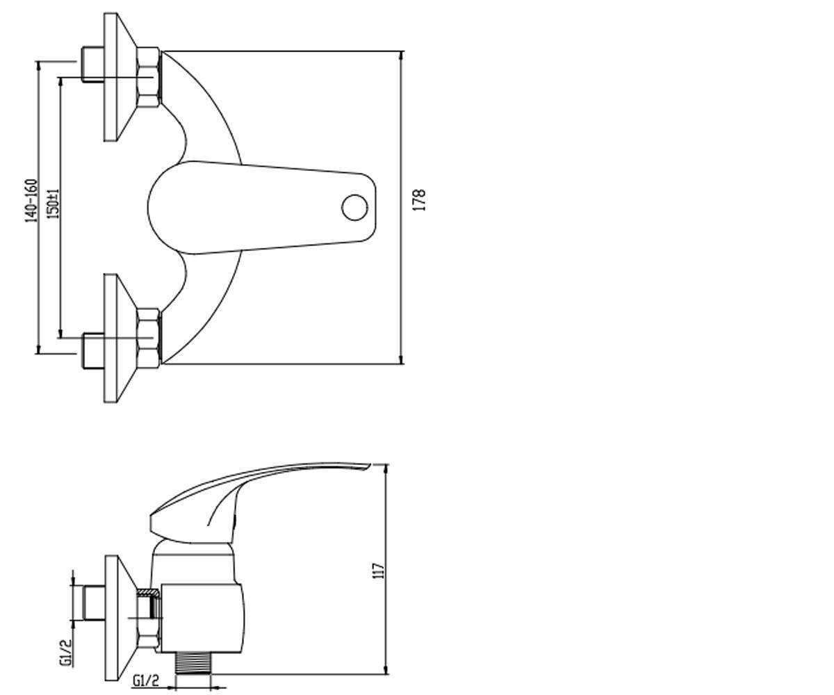 Смеситель для душа  NEA INOX BN-83-023:Чертеж 