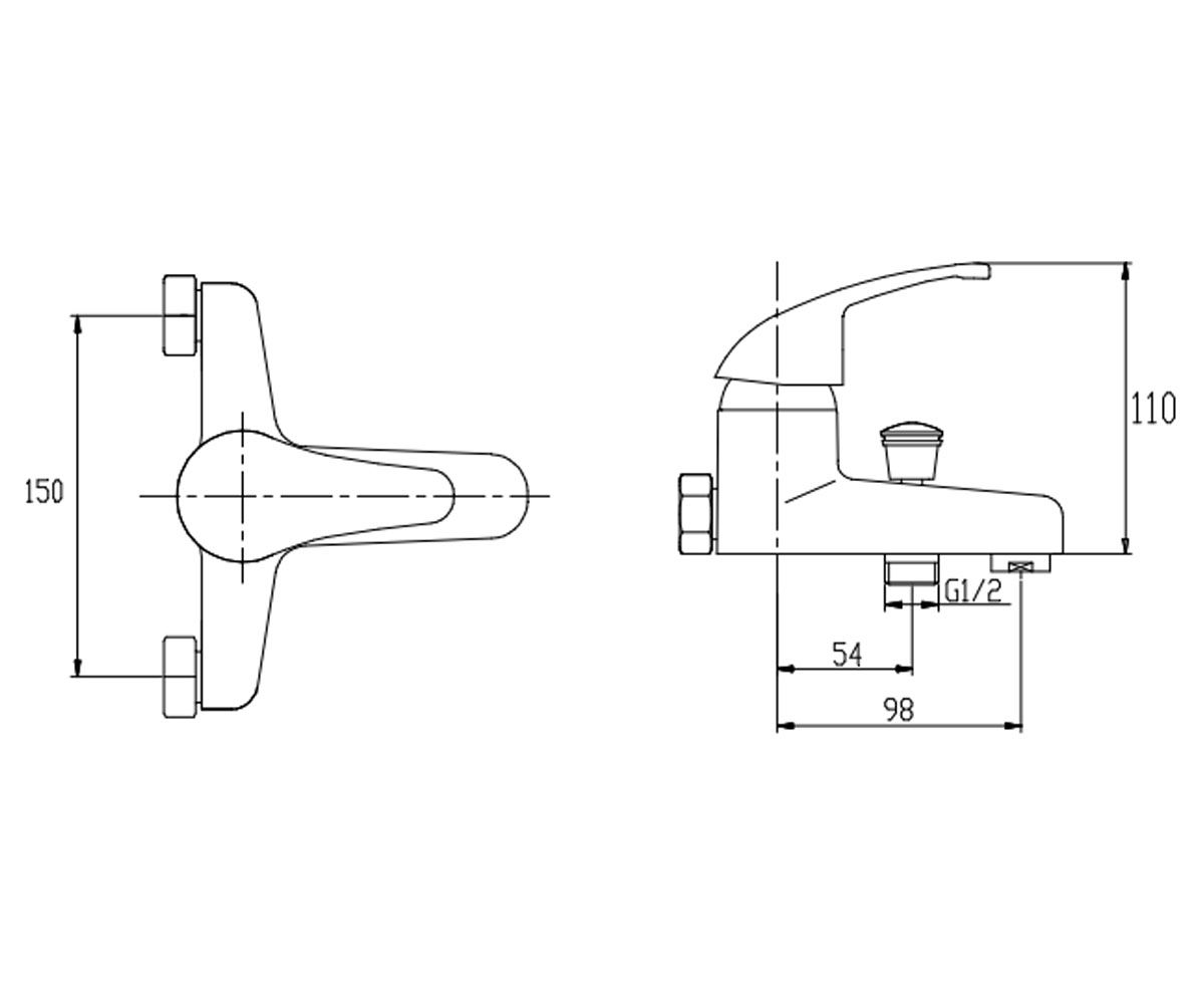 Смеситель для ванны  PEREA BW-05-001:Чертеж 