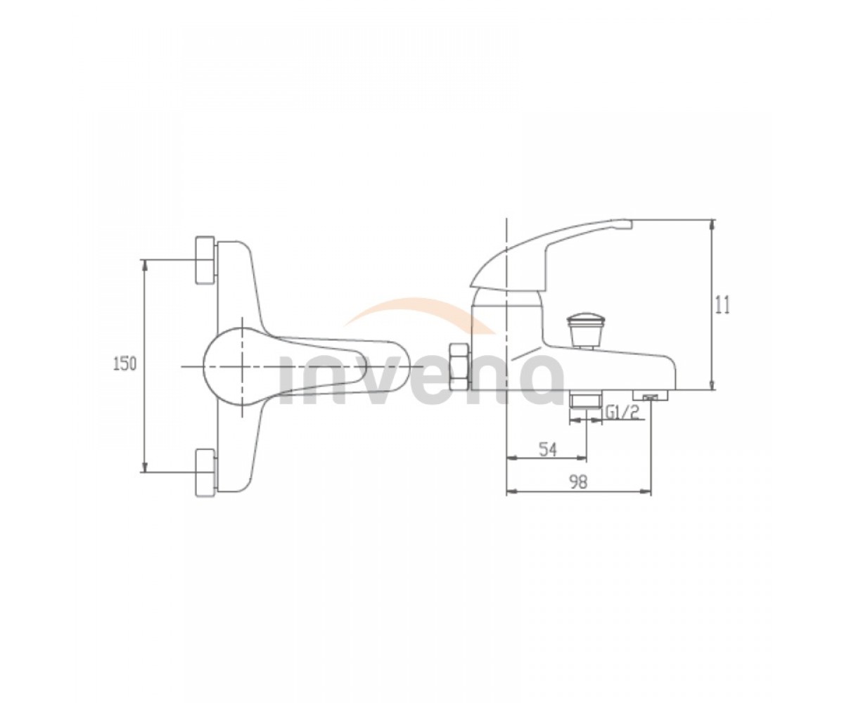 Смеситель для ванны  AVA NEW BW-06-001:Чертеж 