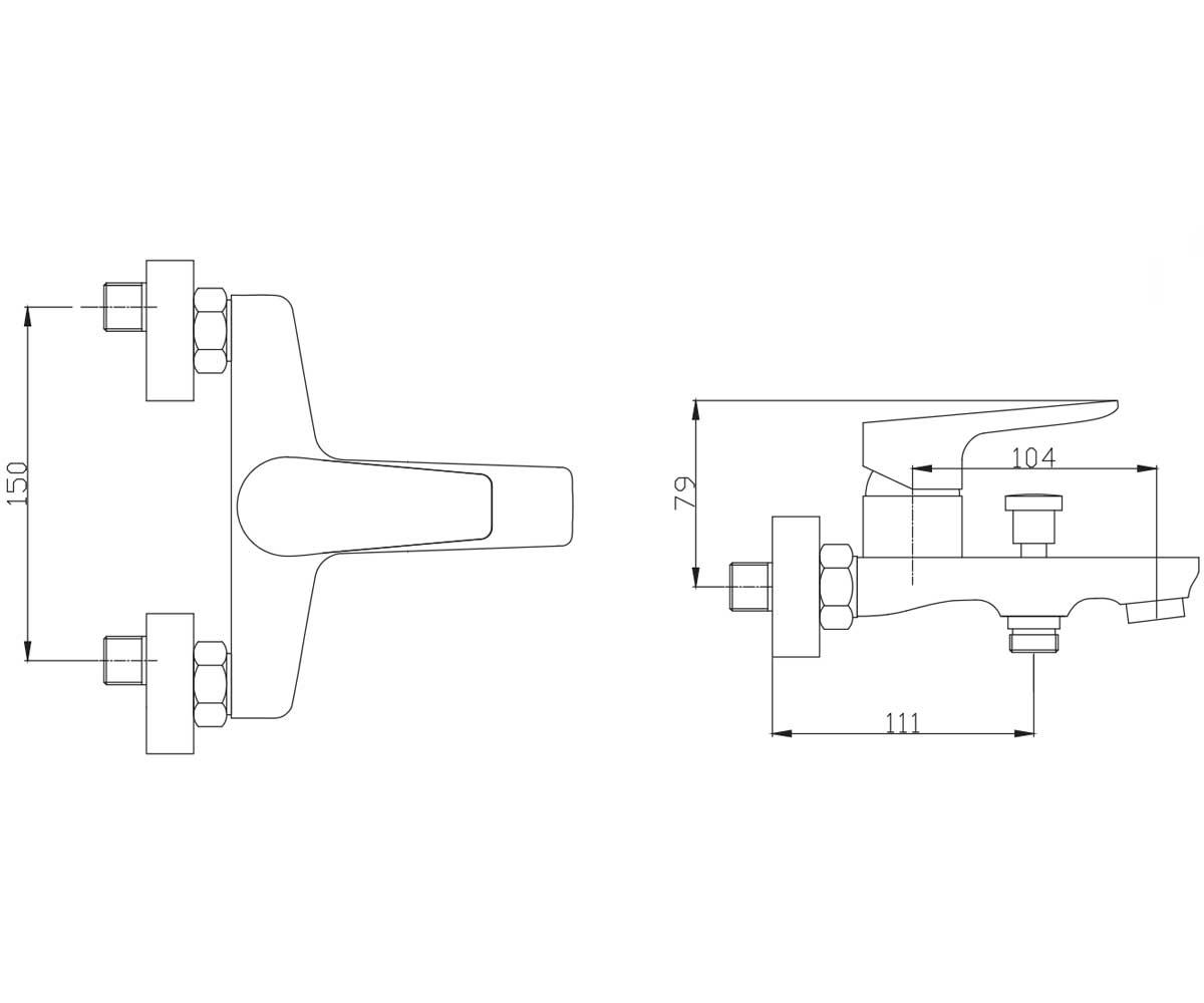 Смеситель для ванны  DOKOS BW-19-002:Чертеж 