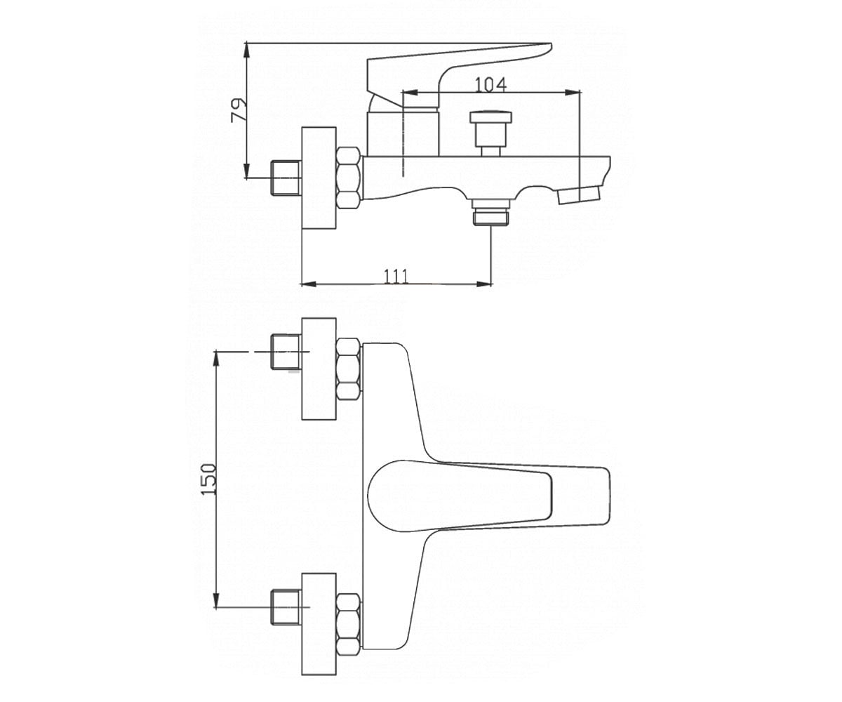Смеситель для ванны  DOKOS BW-19-004:Чертеж 