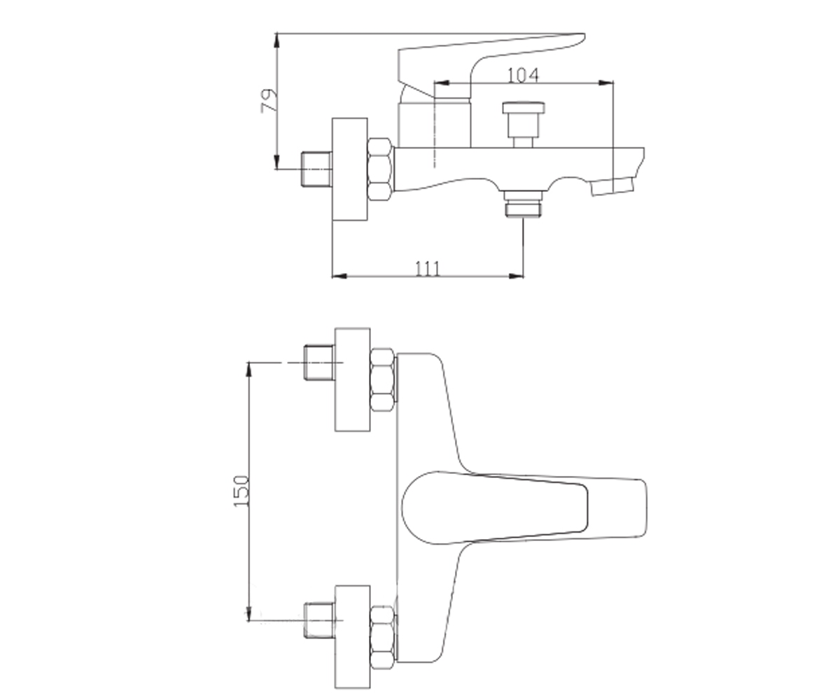 Смеситель для ванны  DOKOS BW-19-005:Чертеж 