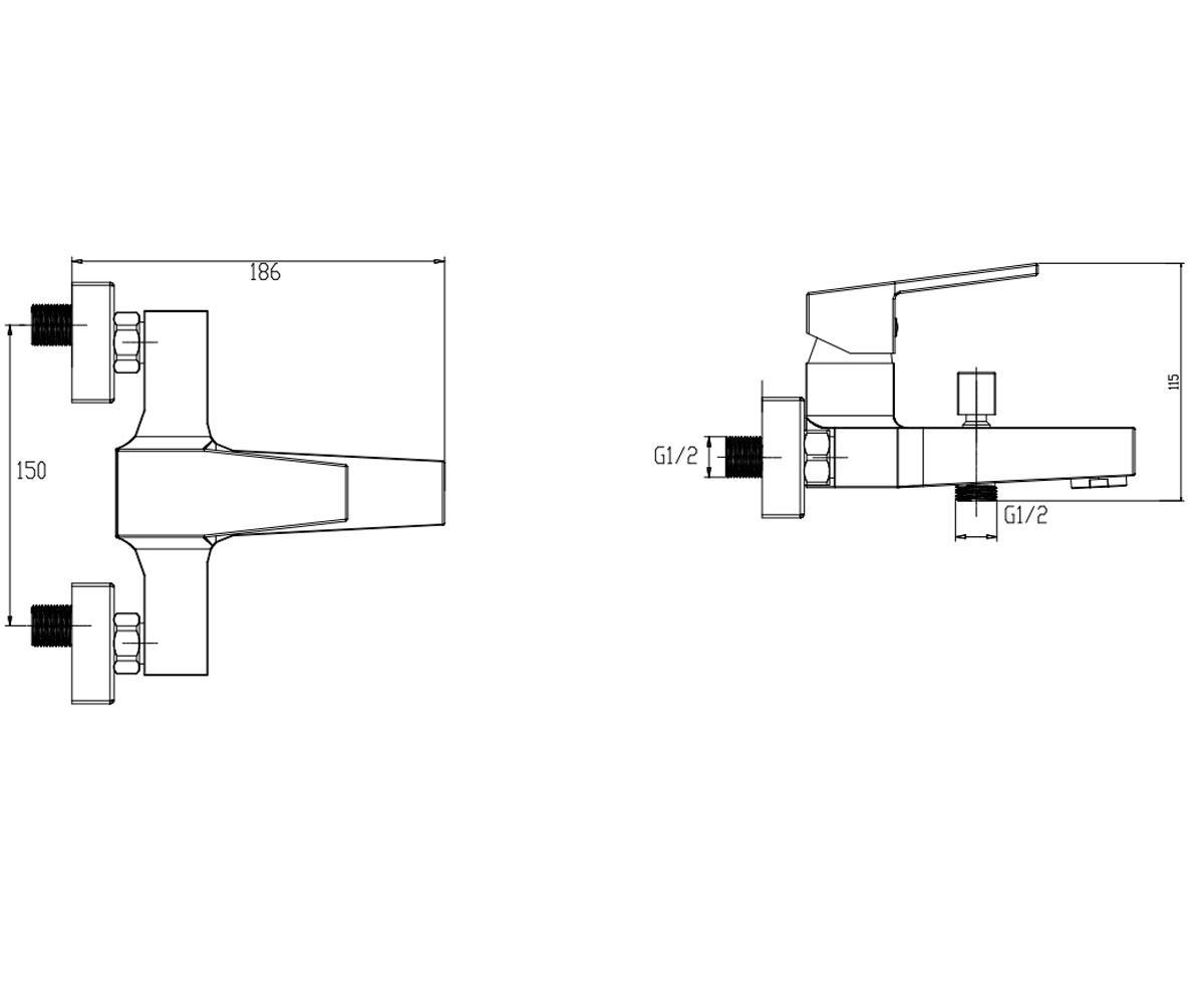 Смеситель для ванны  MARMO EXE BW-72-001:Чертеж 