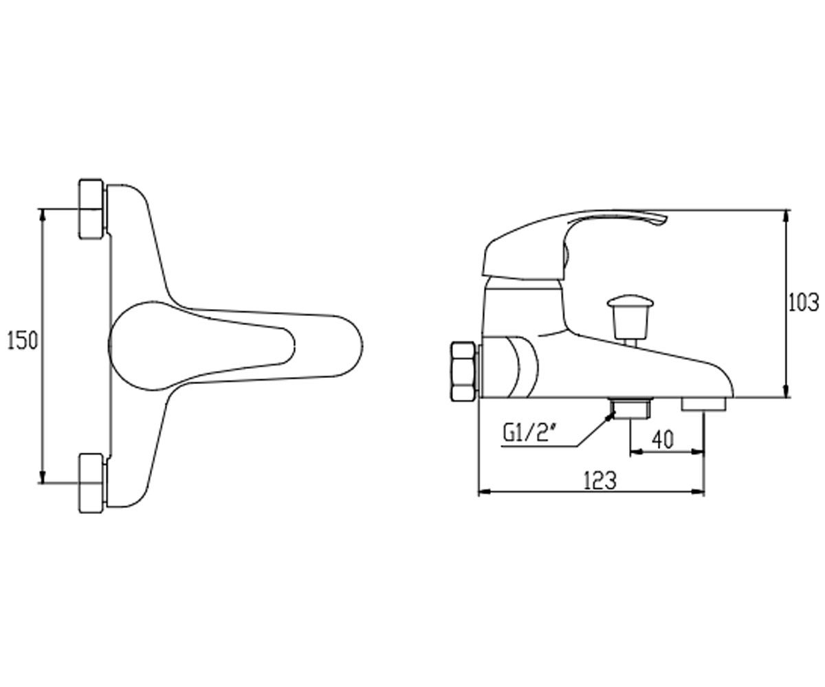 Настенный смеситель  MITRIS BW-79-001:Чертеж 