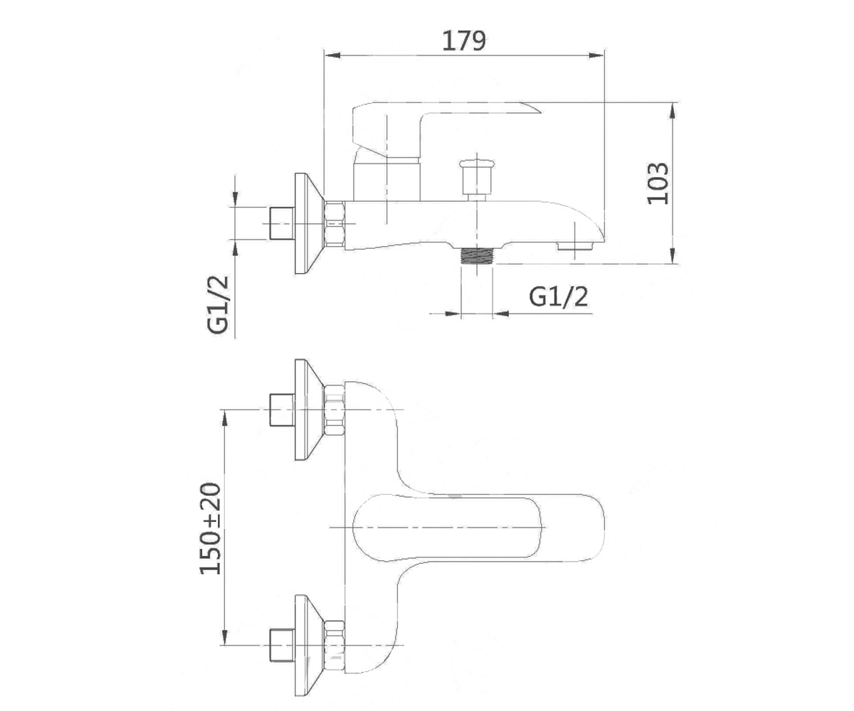 Смеситель для ванны  SIROS BW-90-004:Чертеж 