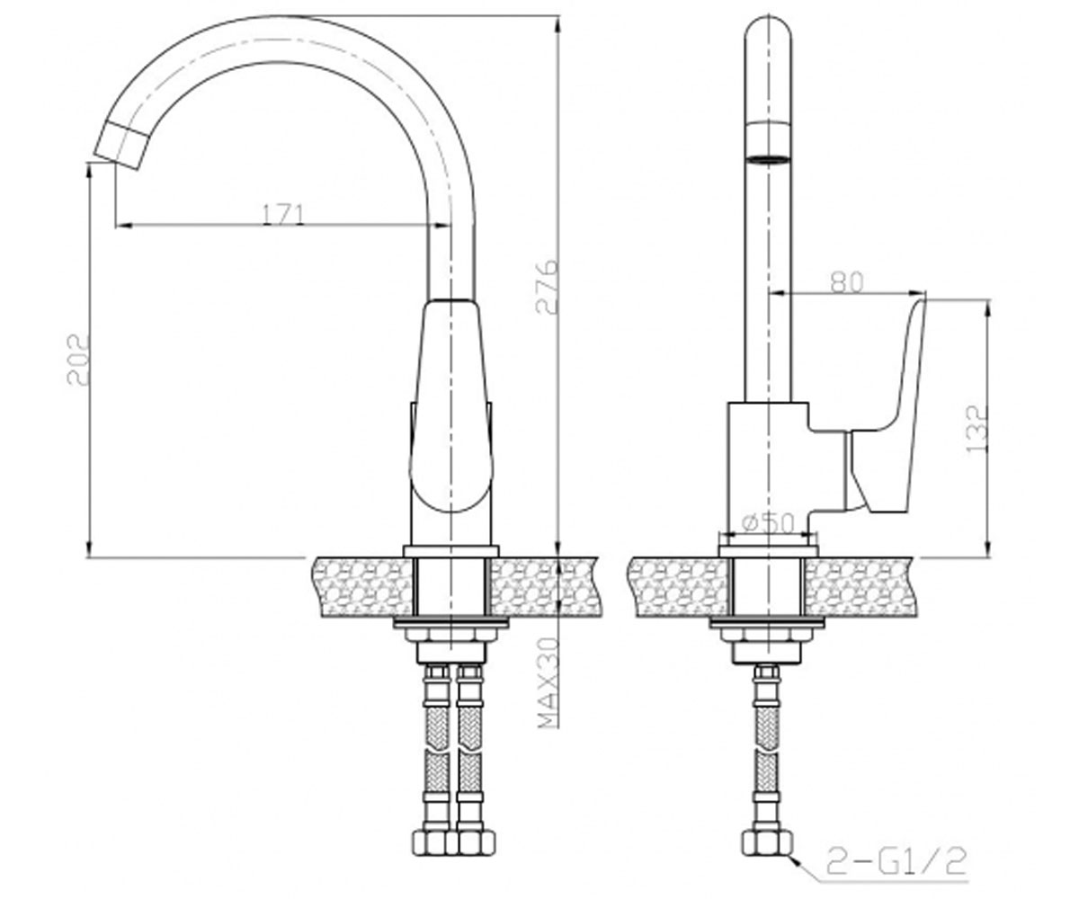 Кухонный смеситель  DOKOS BZ-19-005:Чертеж 