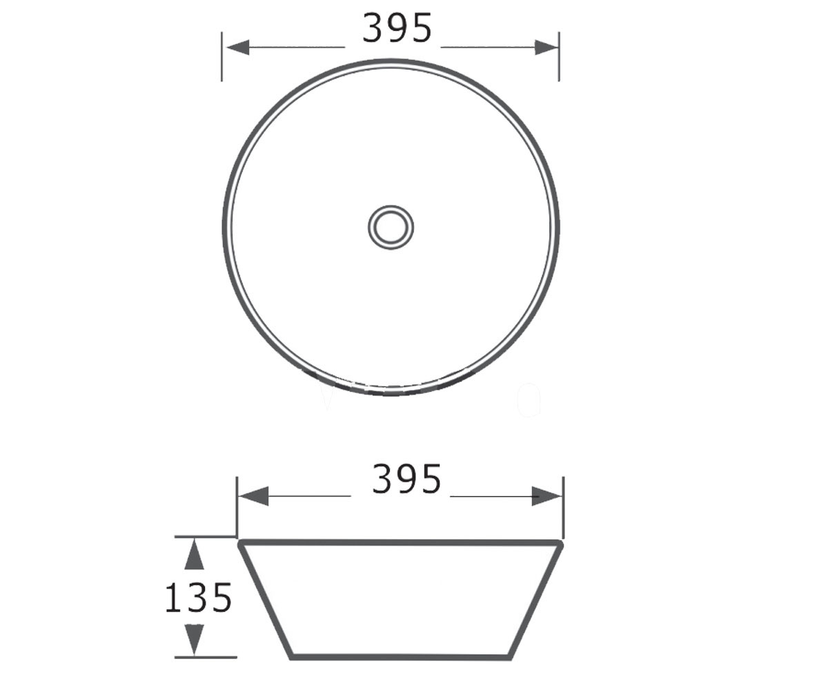 Круглая раковина 39,5 см  DOKOS CE-19-005:Чертеж 