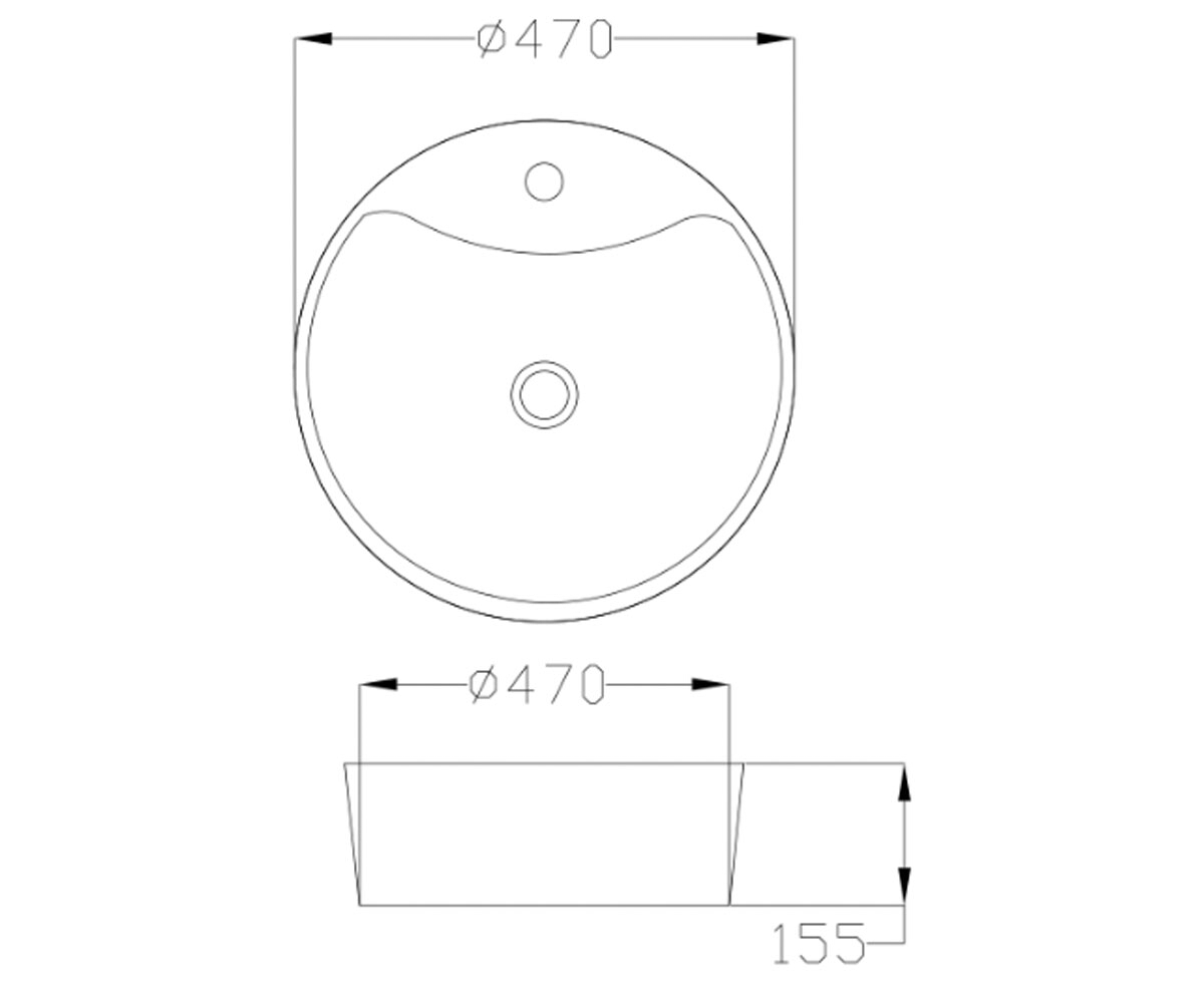 Накладная раковина 47 см  RONDI CE-21-001:Чертеж 