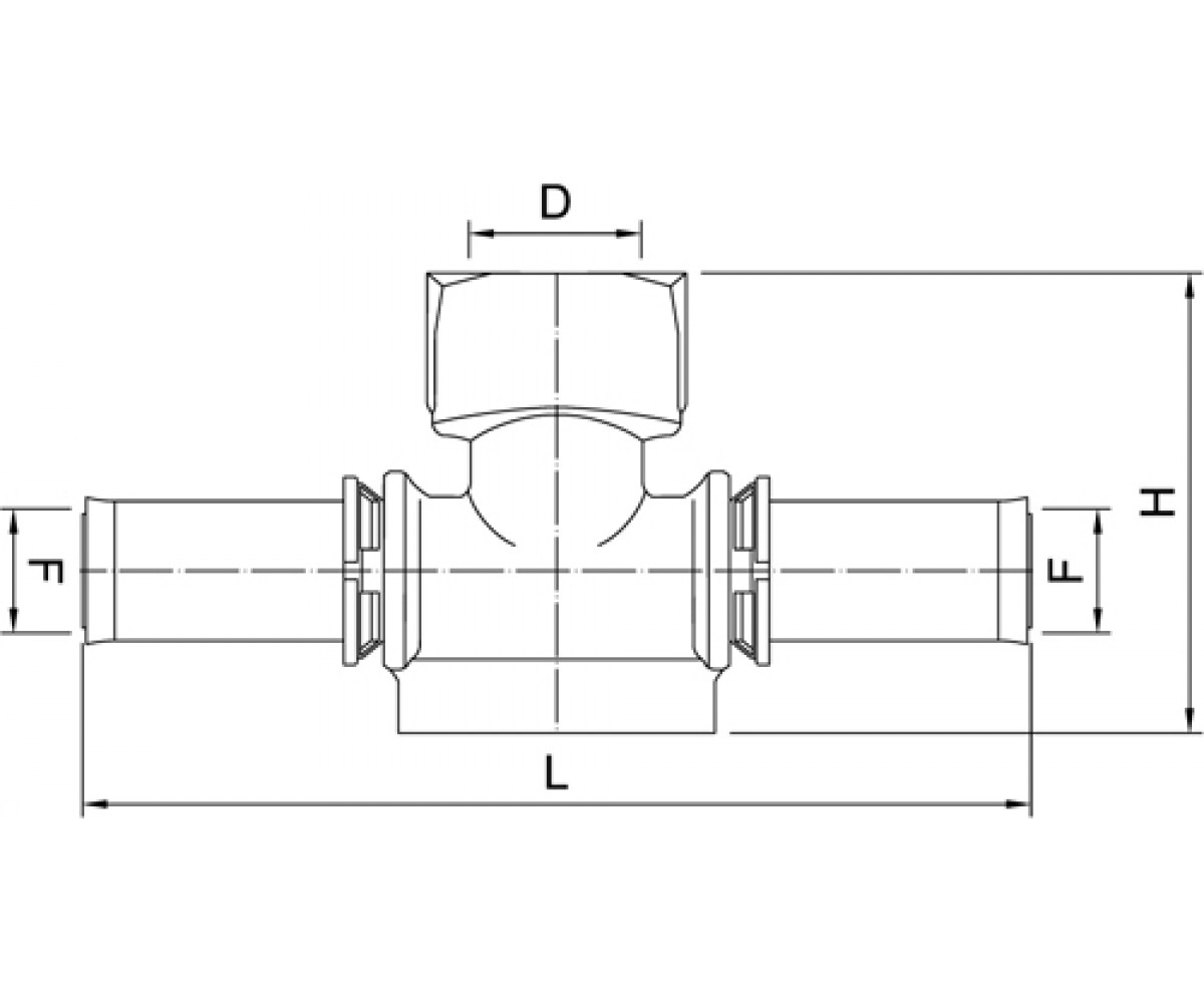 Настенное пресс-подключение для смесителя invena prov, равнопроходное  PROV PA-61-001:Чертеж 