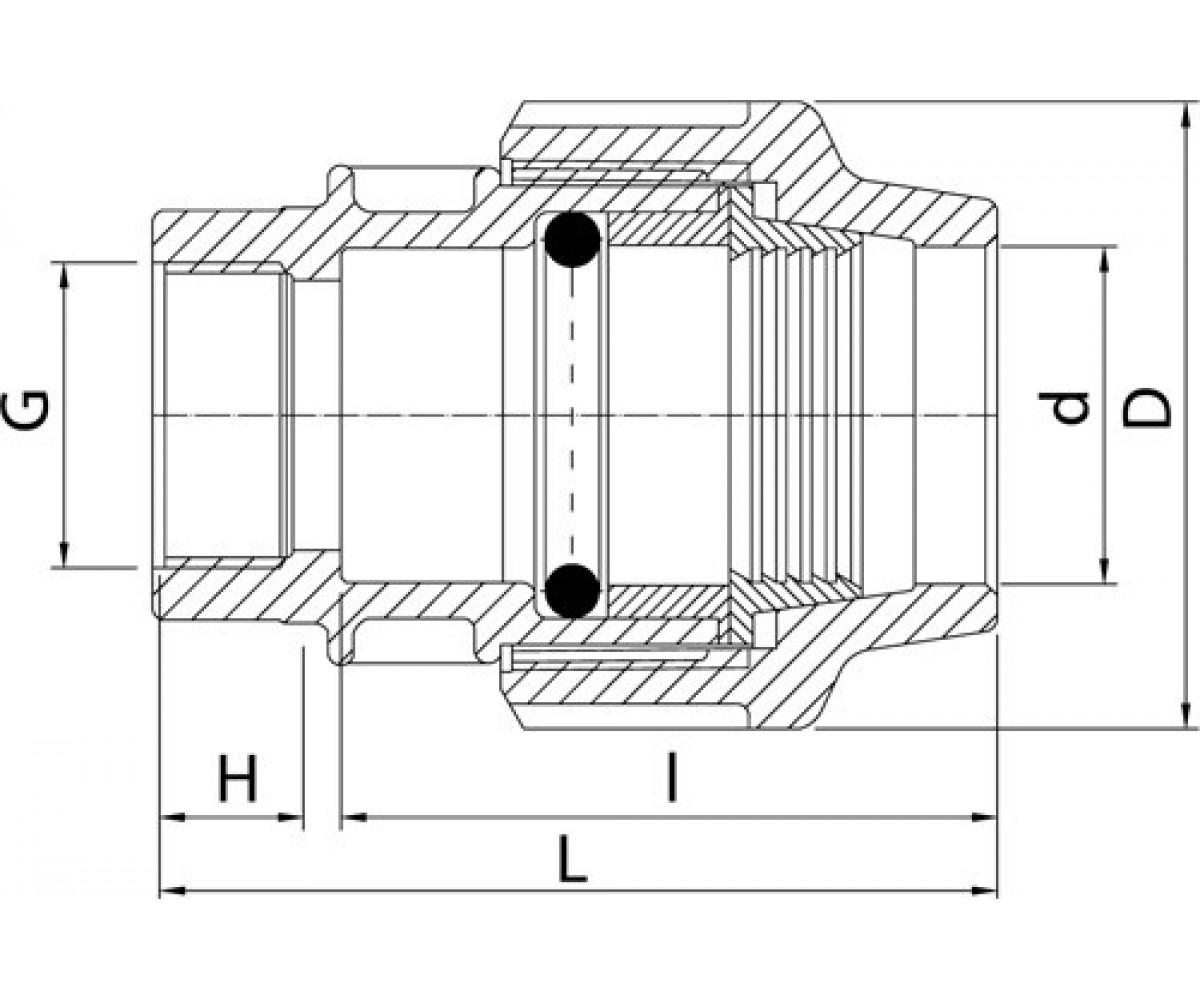 Компрессионный фитинг  PE-01-120:Чертеж 