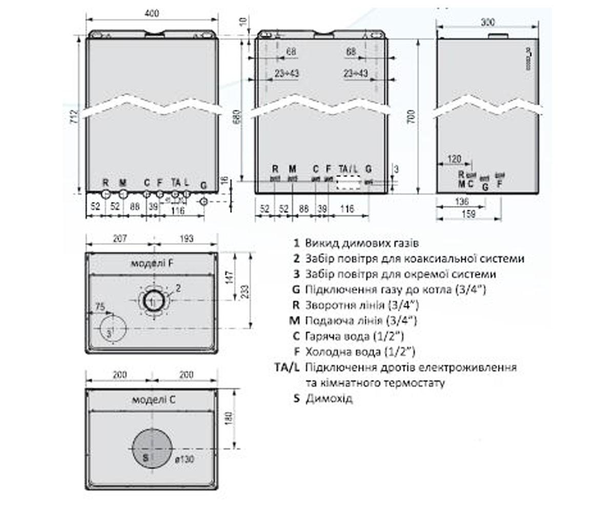 Котел газовый двухконтурный  CITY PLUS PLUS 24 C:Чертеж 