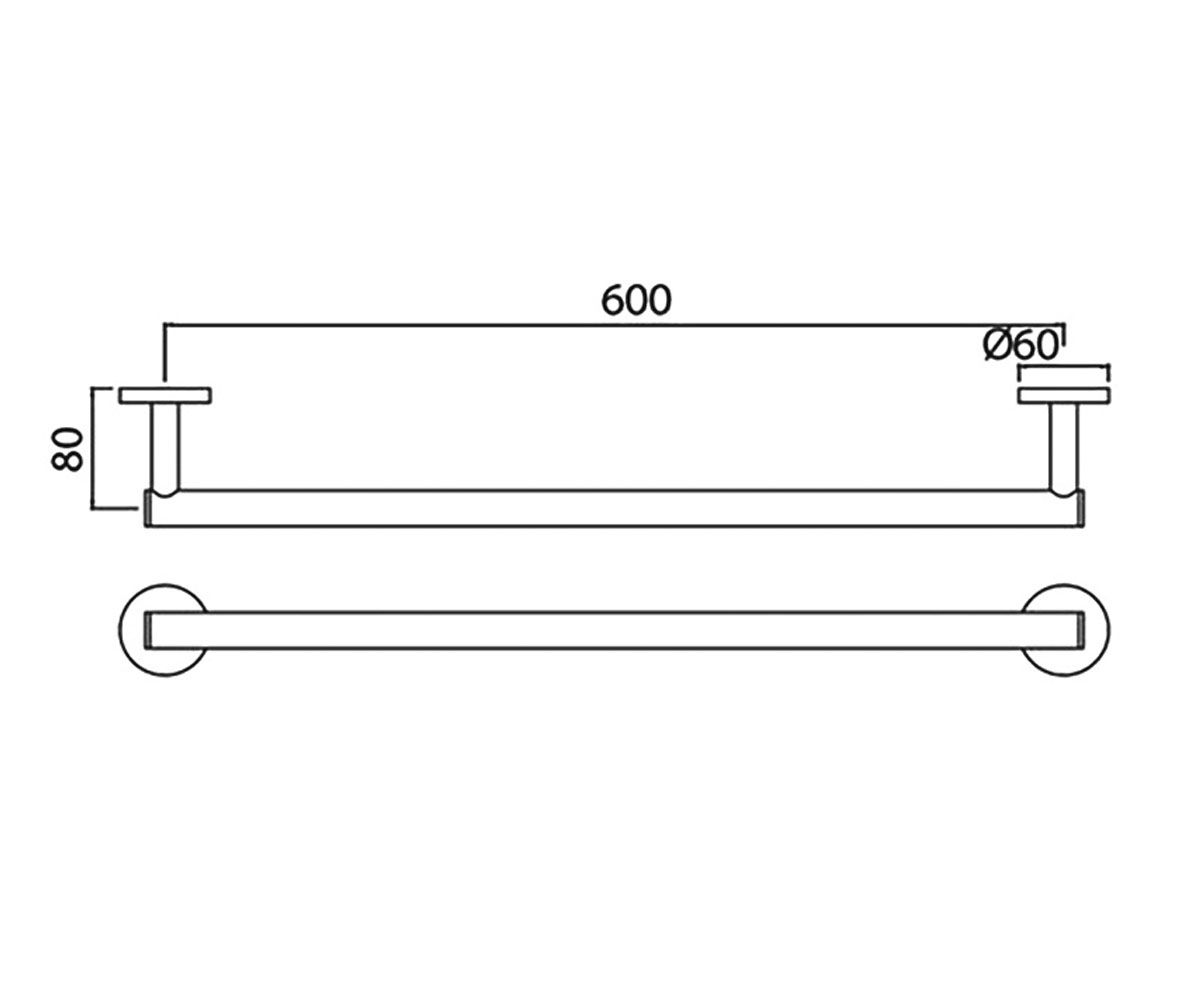 Одинарная вешалка 60 см  CONTINENTAL ACN-CHR-1111SM:Чертеж 