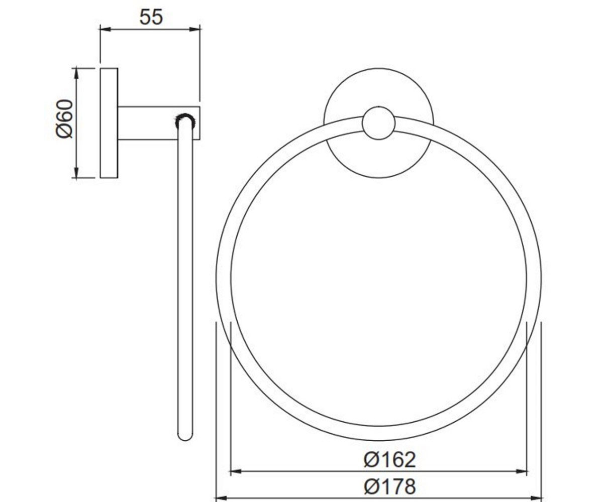 Кольцо для полотенца  CONTINENTAL ACN-CHR-1121BN:Чертеж 