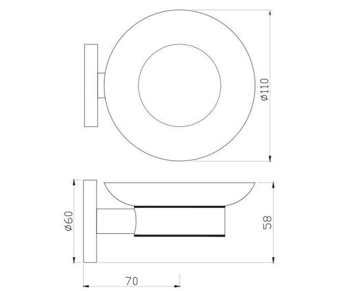 Подвесная мыльница  CONTINENTAL ACN-CHR-1131N:Чертеж 