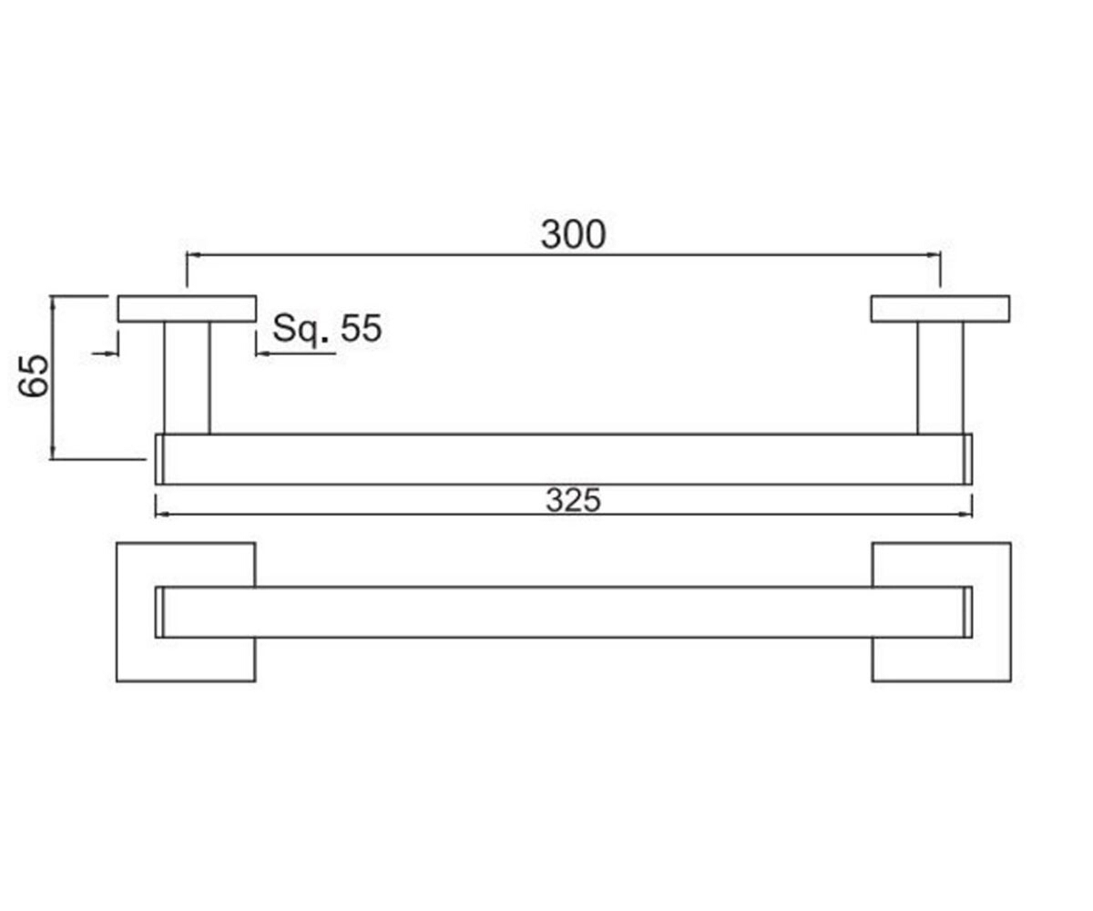 Поручень 30 см  KUBIX PRIME AKP-CHR-35701PS:Чертеж 