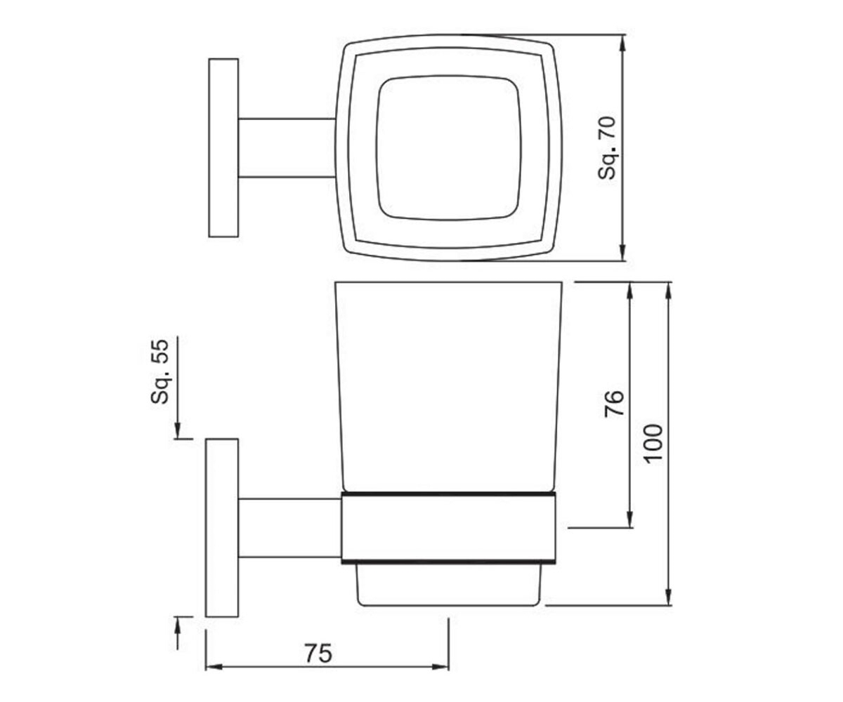 Стакан подвесной  KUBIX PRIME AKP-CHR-35741P:Чертеж 