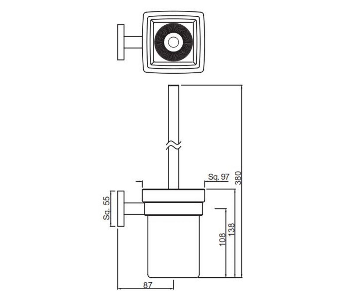 Подвесной ершик  KUBIX PRIME AKP-CHR-35743P:Чертеж 