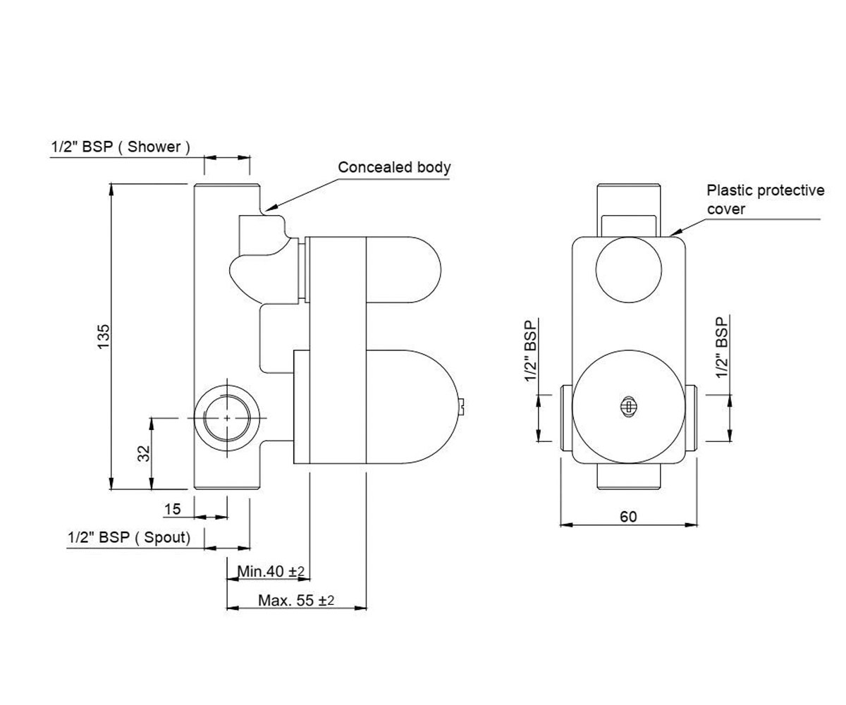 Скрытая часть  ALD-CHR-055N:Чертеж 
