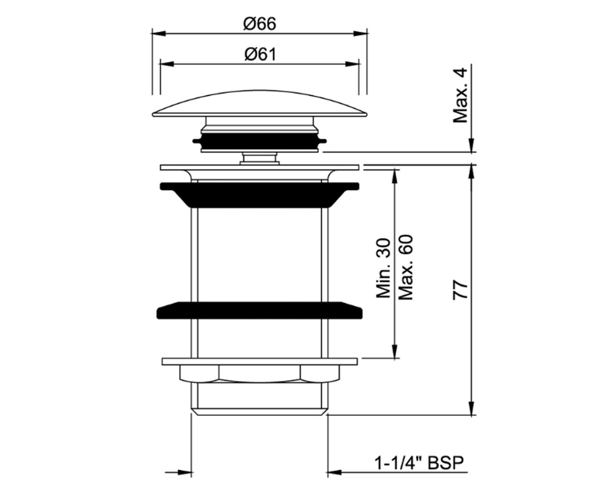 Донный клапан click-clack  ALD-WHM-727:Чертеж 