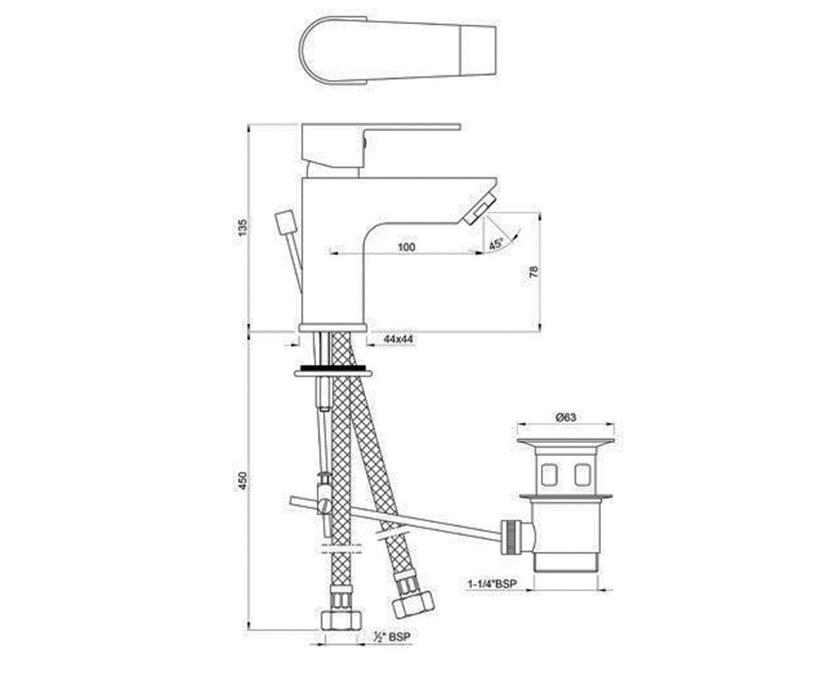 Смеситель для раковины  ARIA ARI-CHR-39051B:Чертеж 
