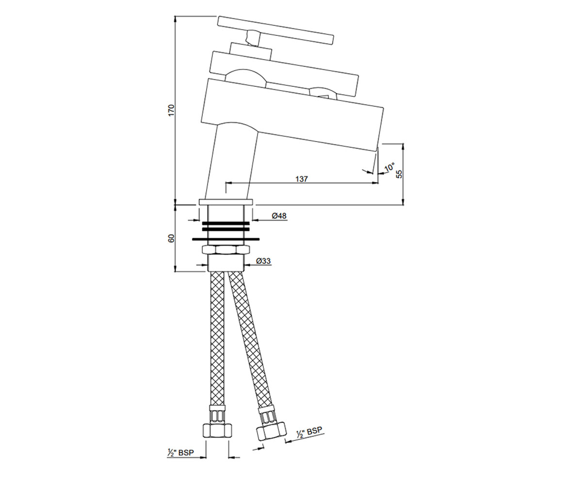 Смеситель с каскадным изливом  ARTIZE CNF-CHR-69011B:Чертеж 