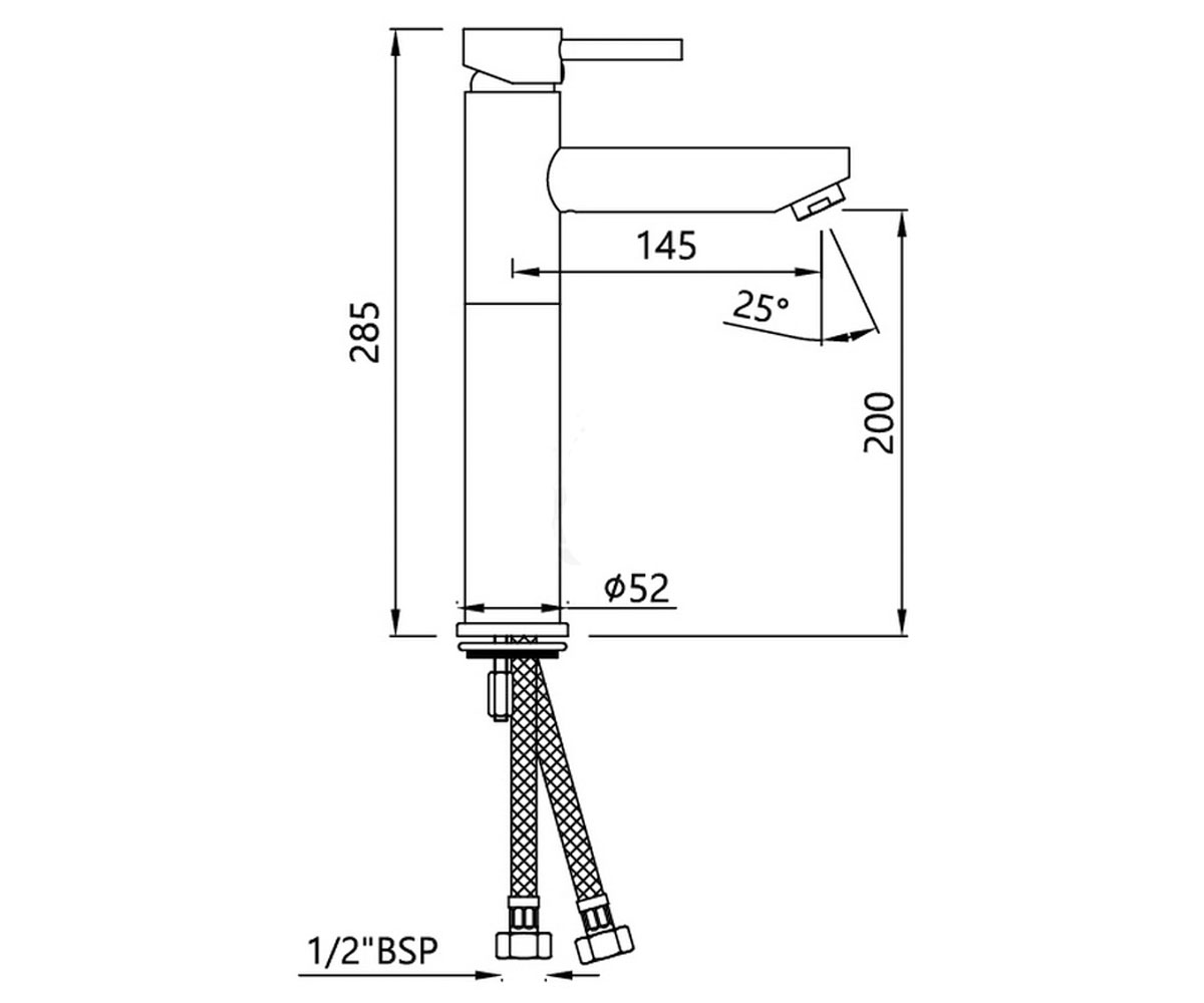 Высокий смеситель  FLORENTINE FLR-CHR-5005NB:Чертеж 